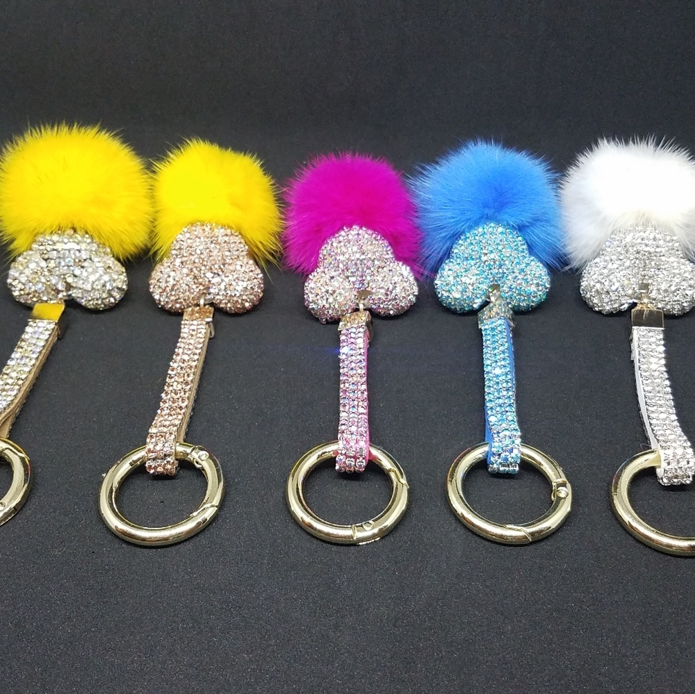 Rhinestone Crystal Mickey Head Keychain Bag charm
